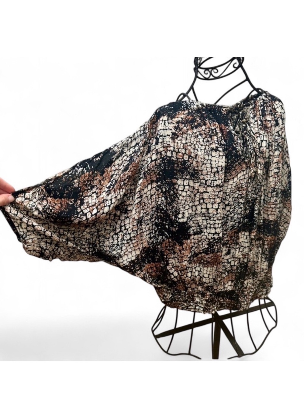 Y2K Costa Blanca Batwing Sleeve Animal Snakeskin Print Blouse Size Medium